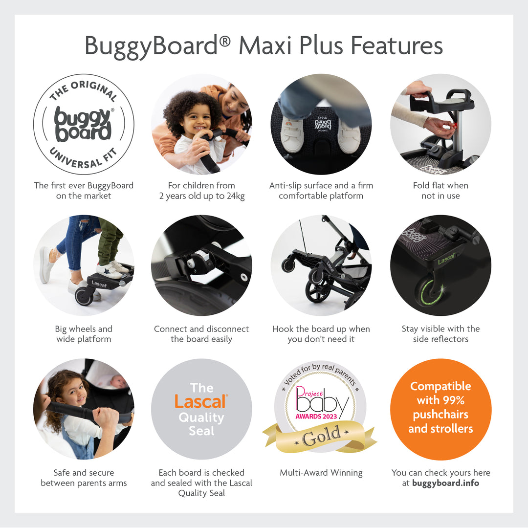 Lascal BuggyBoard® Maxi Plus - Black with Red Saddle